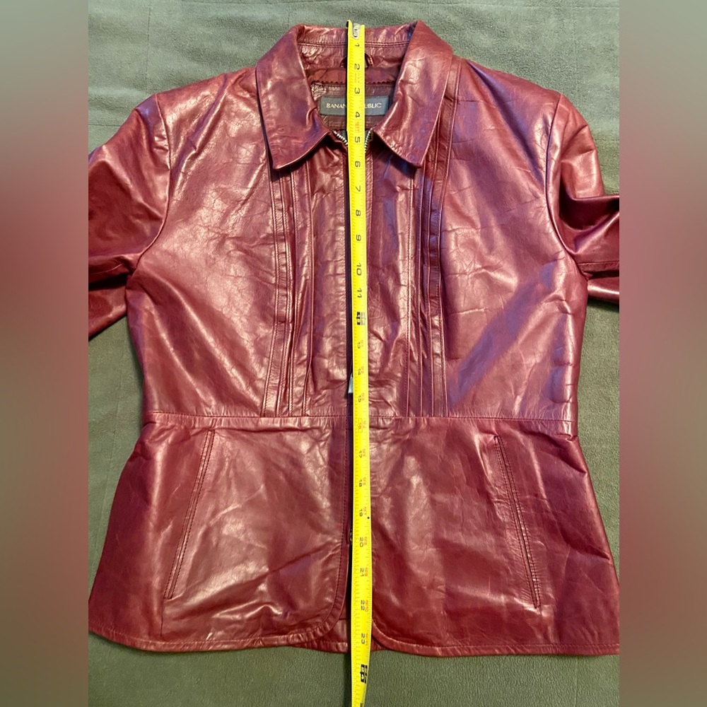 Vintage 90s BR Genuine Leather jacket, pin-tuck detail, Burgundy Wine, s…